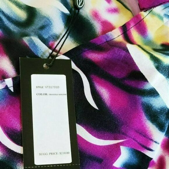 NWT Vertigo Printed Tiered Ruffle Hi-low Hem Mini Dress - Picture 5 of 6